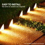 Outdoor Solar Step Lights, Warm White & RGB, IP67 Waterproof, Auto On, for Patio, Yard, Driveway, Porch Decoration 2