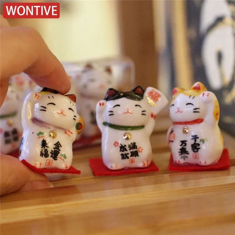 Pack of 3 Pieces Mini Ceramic Lucky Fortune Cat, Desktop Car Decoration Figurines Cute Kitten Maneki Neko Ornament 1.3 Inch Tall Pack of 3 Pieces Mini Ceramic Lucky Fortune Cat, Desktop Car Decoration Figurines Cute Kitten Maneki Neko Ornament 1.3 Inch Tall