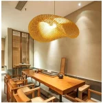 40/60/80cm Bamboo Weaving Chandelier Unique Home Decor LED Pendant Light Handmade Vintage Ceiling Lamp for Dining Living Room 2