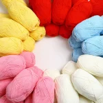 40-50g/Set 4ply Milk Cotton(80%) Knitting Yarn Needlework Dyed Lanas For Crochet Craft Sweater Hat Dolls At Low Price 4