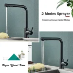 Black Pull Out Kitchen Sink Faucet Flexible 2 Modes Stream & Sprayer Nozzle Faucets Stainless Steel Hot Cold Wate Mixer Tap Deck 2