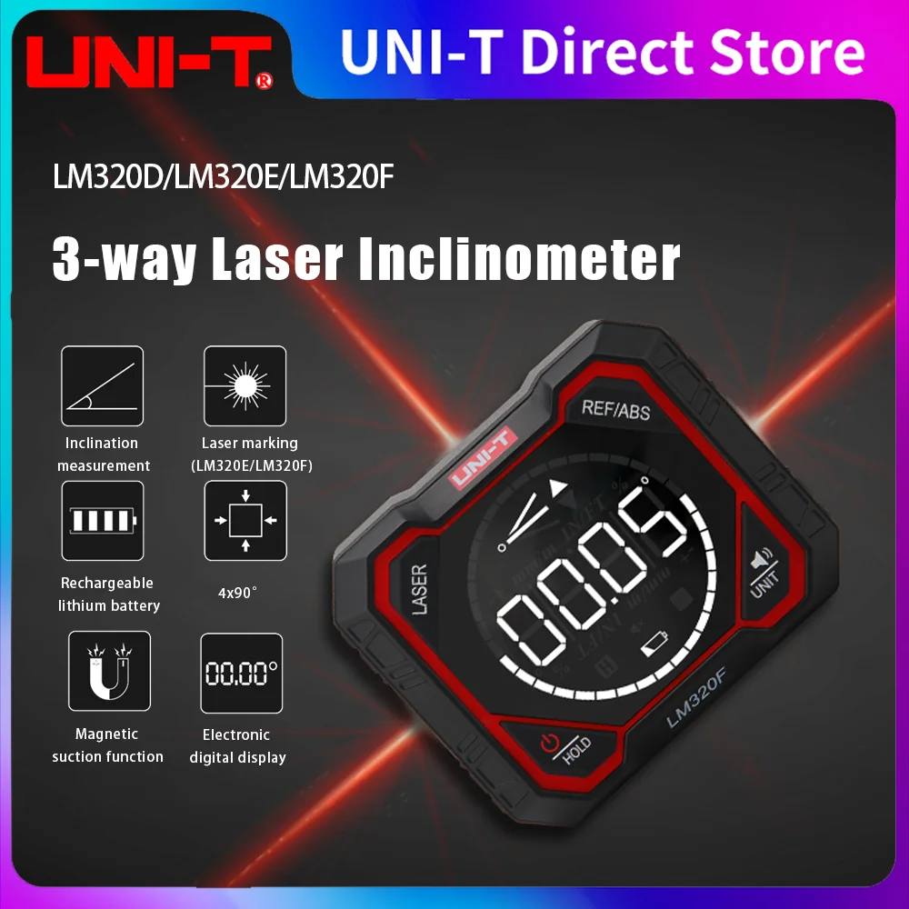 UNIT LM320F Laser Digital Protractor Angle Measure Inclinometer 3 strips Laser Level Box Type-C Charging Angle meter for home UNIT LM320F Laser Digital Protractor Angle Measure Inclinometer 3 strips Laser Level Box Type-C Charging Angle meter for home
