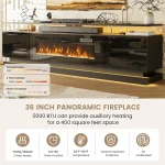 70' Modern Fireplace TV Stand, Black Media Console with Storage for TVs Up to 80', Living Room Entertainment Center 3