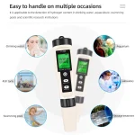 4 in 1 Water Tester Monitor H2 PH ORP TEMP Meter Reactive Oxygen Hydrogen Analyzer ATC 0-2400PPb for Aquariums Pools Spa 2