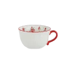 Vintage red floral underglaze relief lace ceramic coffee cup 6