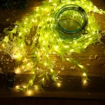 2 M 20 Light Always on Battery Box Willow Curtain Lamp Decorative Light String Imitation Leaf Wrought Iron Basket Copper Wire 5