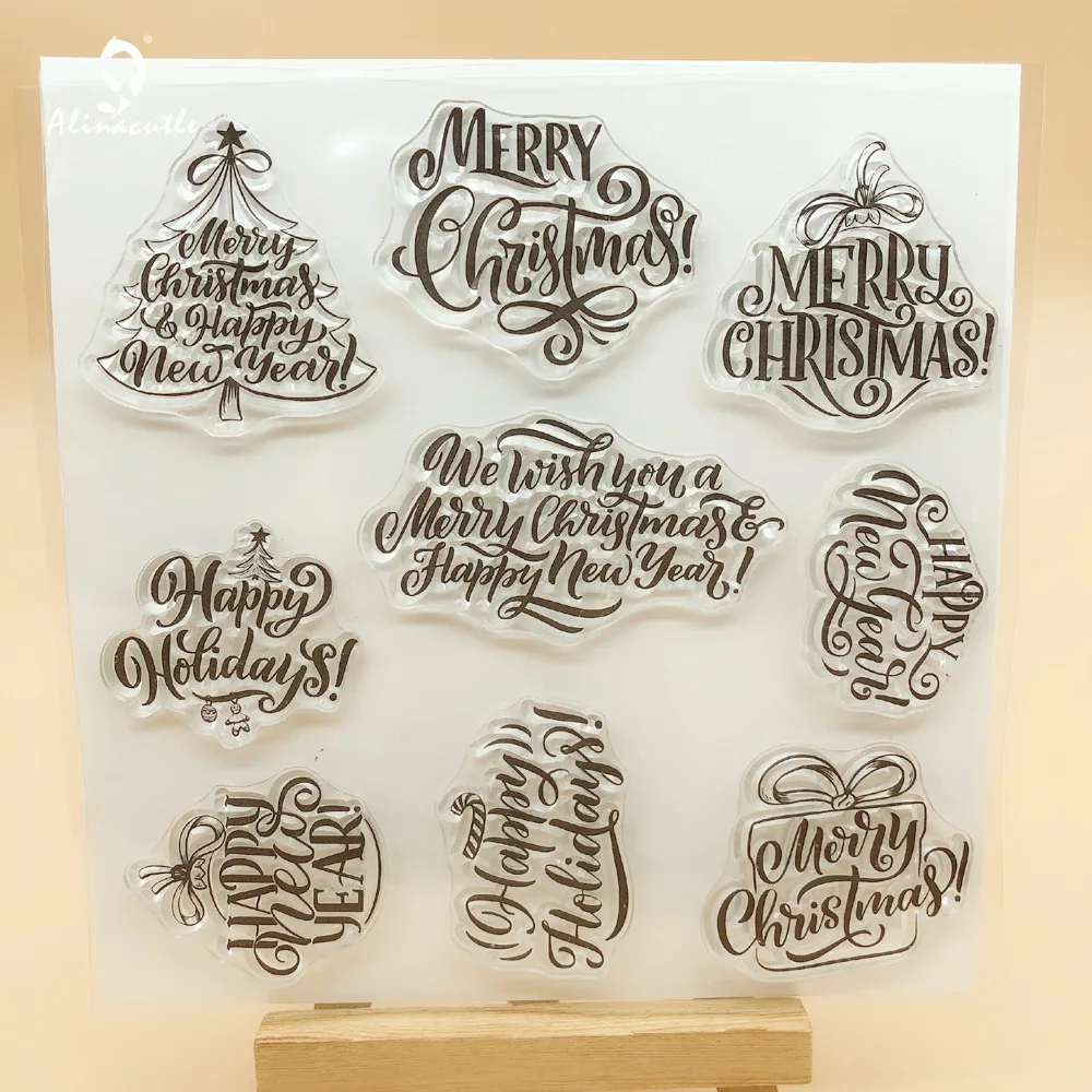 Alinacutle CLEAR STAMPS Christmas Sentiment Scrapbooking Card Album Paper Craft Rubber Roller Transparent Silicon Stamp 20102404 Alinacutle CLEAR STAMPS Christmas Sentiment Scrapbooking Card Album Paper Craft Rubber Roller Transparent Silicon Stamp 20102404