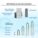 3MP Smart Life Tuya 1080P WiFi Door Bell Eye Peephole Camera 5000mAh Battery PIR Motion Detector IR Alexa Google Digital Viewer 6