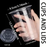 50Sets 12/16/20OZ Plastic Cups With Lids Clear Disposable Cups For Parties Iced Coffee Smoothie  Milkshake Cold Drinks 5