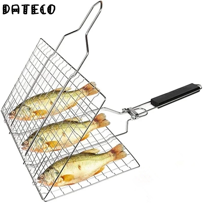 Barbecue Basket Stainless Steel Detachable Folding Square Grill For Roasting Fish Shrimp And Kabob Vegetables On The Stove Barbecue Basket Stainless Steel Detachable Folding Square Grill For Roasting Fish Shrimp And Kabob Vegetables On The Stove