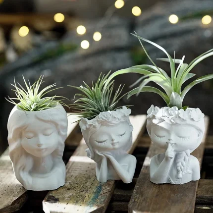 Pretty Girl Flower Pot Cement Silicone Molds Resin Candle Holder Vessel Plaster Concrete Mold for Indoor Planters Creations