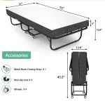 Folding Bed with Mattress Portable Foldable Guest Beds Cot Size Rollaway Beds for Adults with Luxurious Memory 5 Inch Foam Mattr 3