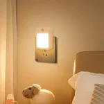 Motion Sensor LED Night Lights EU Plug Dimmable Cabinet Light for Baby Bedside Bedroom Corridor Wireless Night Lamp Lighting 3