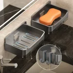 Bathroom Soap Holder Free-Punching Wall Mounted Soap Sponge Holder Organizer Double Drainage Soap Dish Bathroom Accessories 3