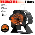 Mini 6 Blades Fireplace Fan Heat Powered Stove Fan Wood Log Burner Eco Quiet Hot Air Fan Heater Home Efficient Heat Distribute