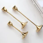 Set of 3 Vintage Elegant Metal and Aluminum Tabletop Candle Holders, Suitable for Wedding Anniversary, Home and Hotel Decoration 4