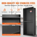 SucceBuy No Tile Shower Niche 304 Stainless Steel Wall Inserted Niche Recessed Double Shelves for Shower  Soap Storage Bathroom 3
