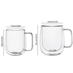150-350ml Heat Resistant High Borosilicate Glass Mug Double Wall Glass Coffee Cup with Handle Milk Water Cup Clear Cups Gift 6