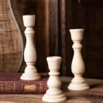 Wooden Candlesticks Unfinished Wood Candle Holder Pillar Taper Candle Stands for Wedding Party Birthday Home Table Decoration 3