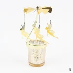 Hot Rotating Candle Stick Holder Candlestick Home Decoration Hallowmas Christmas Gift Party Room Decor Carousel Candle Stand 4