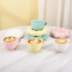Ceramic Cloud Coffee Mug Sets Creative Flowers Saucer Mug Exquisite Office Afternoon Tea Cups Kitchen Drinkware Home Accessories 3