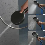 Luxury Bathroom Gunmetal Brass LED Temp Display Shower Sysetem Ceiling- Embedded 2 function Rainfall/waterfall Bath Fixtures 6