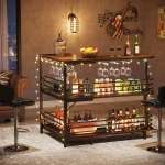 Tribesigns L-Shaped Home Bar Unit 3-Tier Liquor Bar Table with Storage Shelves And Wine Glass Holder for Kitchen Living Room 3