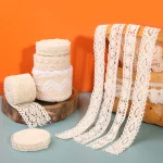 5 Meters Cotton Lace Trim Ribbon Beige Sewing Trim Lace Ribbon Crochet Lace Fabric DIY Wedding Party Craft Christmas Gift Decor 3