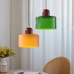 Vintage Stained Glass Small Chandelier Bedside Dining Room Lighting Fixture Home Decorative Light in Pink Orange Green White 3