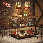 Tribesigns L-Shaped Home Bar Unit 3-Tier Liquor Bar Table with Storage Shelves And Wine Glass Holder for Kitchen Living Room 4