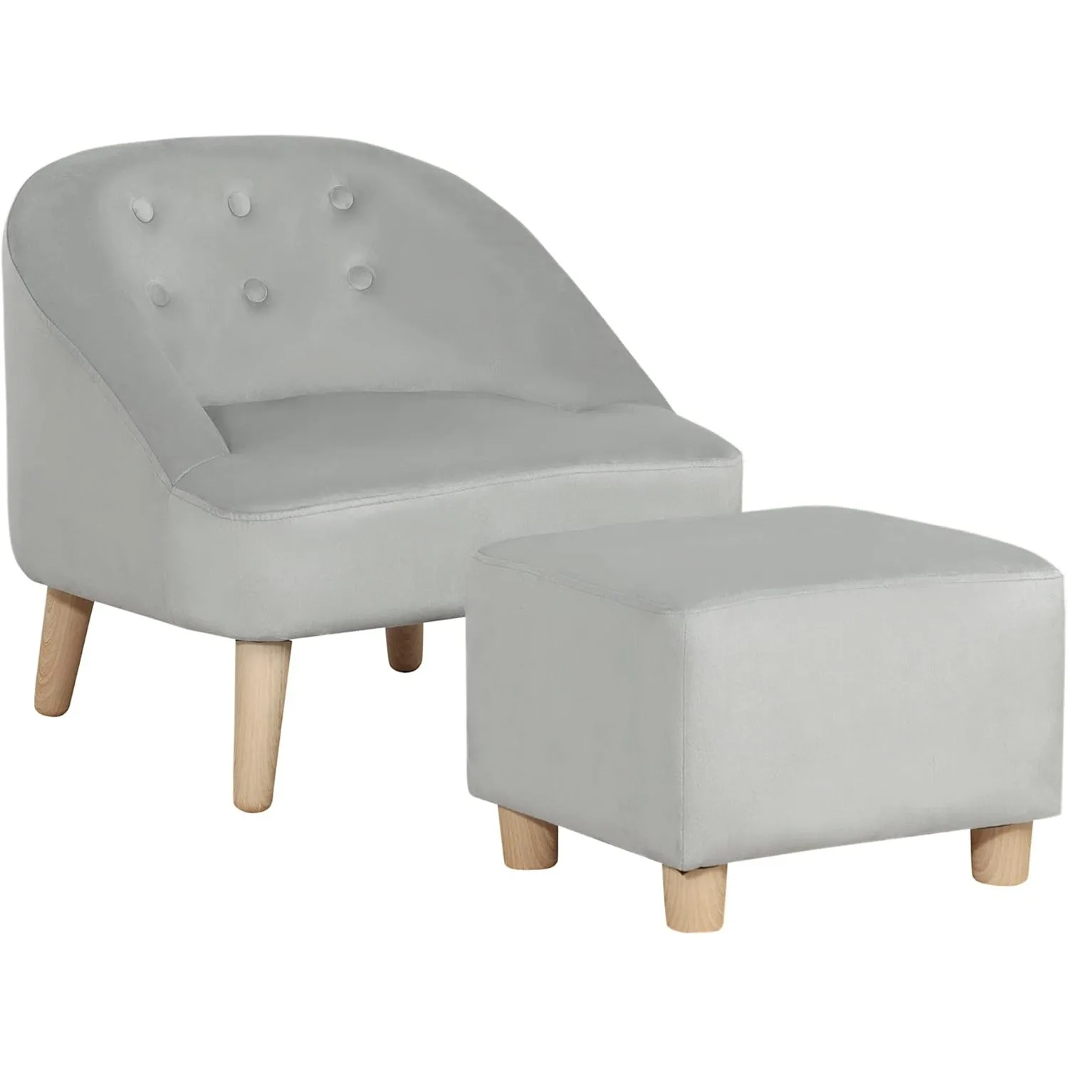 Qaba Kids Sofa Set, Toddler Chair, Sofa & Ottoman for Bedroom, Playroom, Children's Couch for 3-5 Years, Grey Qaba Kids Sofa Set, Toddler Chair, Sofa & Ottoman for Bedroom, Playroom, Children's Couch for 3-5 Years, Grey