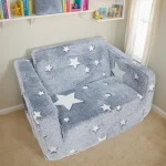 Comfy Toddler Chair Folding Out 2-in-1 Toddler Soft Couch Fold Out Glow in Dark Convertible Plush Foam Chair for Girls and Boys 3