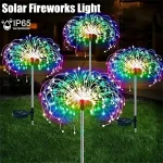 HOMEFISH 60LED Solar Fireworks Garden Lights Outdoor Waterproof with 8 Lighting Modes Remote Control Decorative Light 2