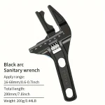Black 16-68mm Adjustable Bathroom Wrench - Space-Saving And Multi-Functional 4