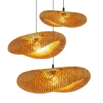 HandMade Vintage Bamboo Weaving LED Pendant Light Home Hanging Chandelier Lighting Living Room Kitchen Rattan Woven Lamp 6