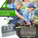 Handheld Seedling 4 Soil Block Maker 2 Inch Soils Blocking Tool Used for Seedling Greenhouse Garden Supplies