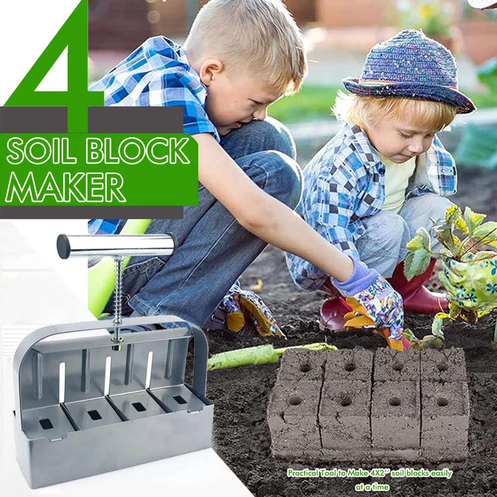 Handheld Seedling 4 Soil Block Maker 2 Inch Soils Blocking Tool Used for Seedling Greenhouse Garden Supplies Handheld Seedling 4 Soil Block Maker 2 Inch Soils Blocking Tool Used for Seedling Greenhouse Garden Supplies