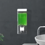 Homefish Perforated Manual Press Soap Dispenser Wall Mounted Traceless Disinfectant Bottle Bathroom Transparent Soap Dispenser 3