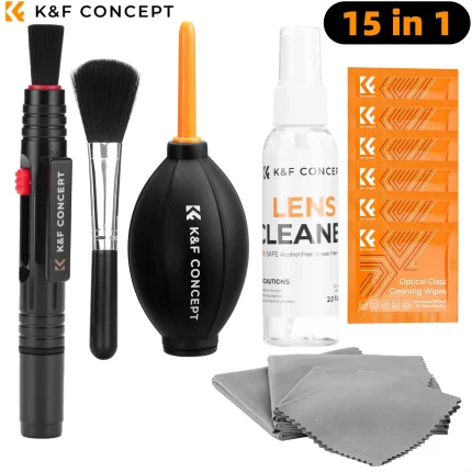 K&F CONCEPT Camera Lens Cleaning Kit with Camera Blower Glasses Wipes Cloth Cleaning Liquid Cleaning Pen for Camera Lens Phone