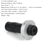 Adjustable Magnification 150X Zoom C Mount Lens working distance 10cm-100cm For HDMI VGA USB Industry Video Microscope Camera 3