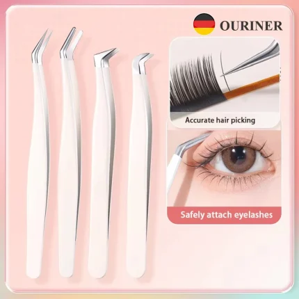 Multifunctional Tweezers Stainless Steel Eyelash Tweezers Grafting False Eyelash Patches False Eyelash Aids Portable Tweezers Be