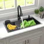 Kitchen Sink with Pull-Out Faucet, Large-Capacity Cleaning Quick Drainage for Home Restaurant Laundry Room Basement Bar Kitchen 2