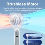 Portable Handheld Electric Fan 5 Speeds Adjustable Turbo 3600MAH Battery Fans LED Display Rechargeable Ice Cooling Personal Fan 3