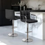 Bar Stools Set of 2, PU Leather Adjustable Swivel Barstools, Hydraulic Kitchen Counter Height Bar Chairs with Armrest and Back 2