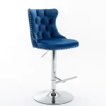 2PCS Swivel Velvet Bar Stools Counter Height Adjusatble Seat 360 ° Rotation Modern Soft Chairs for Home Kitchen Cafe Pub 5