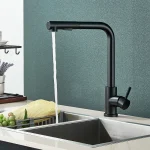 Free Shipping  Black Pull Out Kitchen Sink Faucet Two Model Stream Sprayer Nozzle Stainless Steel Hot Cold Wate Mixer Tap Deck 4