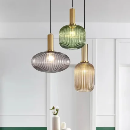Glass Pendant Lights E27 Smoke Gray For Kitchen Restaurant Dining Table Living Room Bar Front Home Decor Hanging Lights