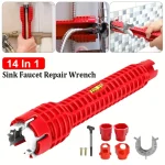 14 In 1 Sink Faucet Wrench Plumbing Repair Tool Handle Double Head Wrench Spanner Tool Installer Ratchet Wrench Set for Bathroom 3