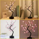 Table Tree Night Light USB/Battery Powered Touch Switch Artificial Bonsai Cherry Blossom Desktop Tree LED Lamp Light Decoration 6