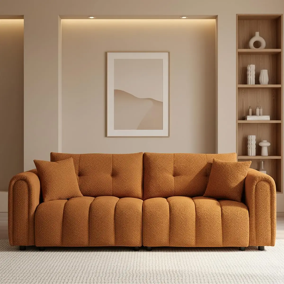 91.5"Mid-Century Modern Boucle Sofas for Living Room,Comfy Sherpa Cloud Couch,Oversized Loveseat Couches for Bedroom-Customized 91.5"Mid-Century Modern Boucle Sofas for Living Room,Comfy Sherpa Cloud Couch,Oversized Loveseat Couches for Bedroom-Customized